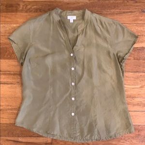 J.Jill button up short sleeve silk top